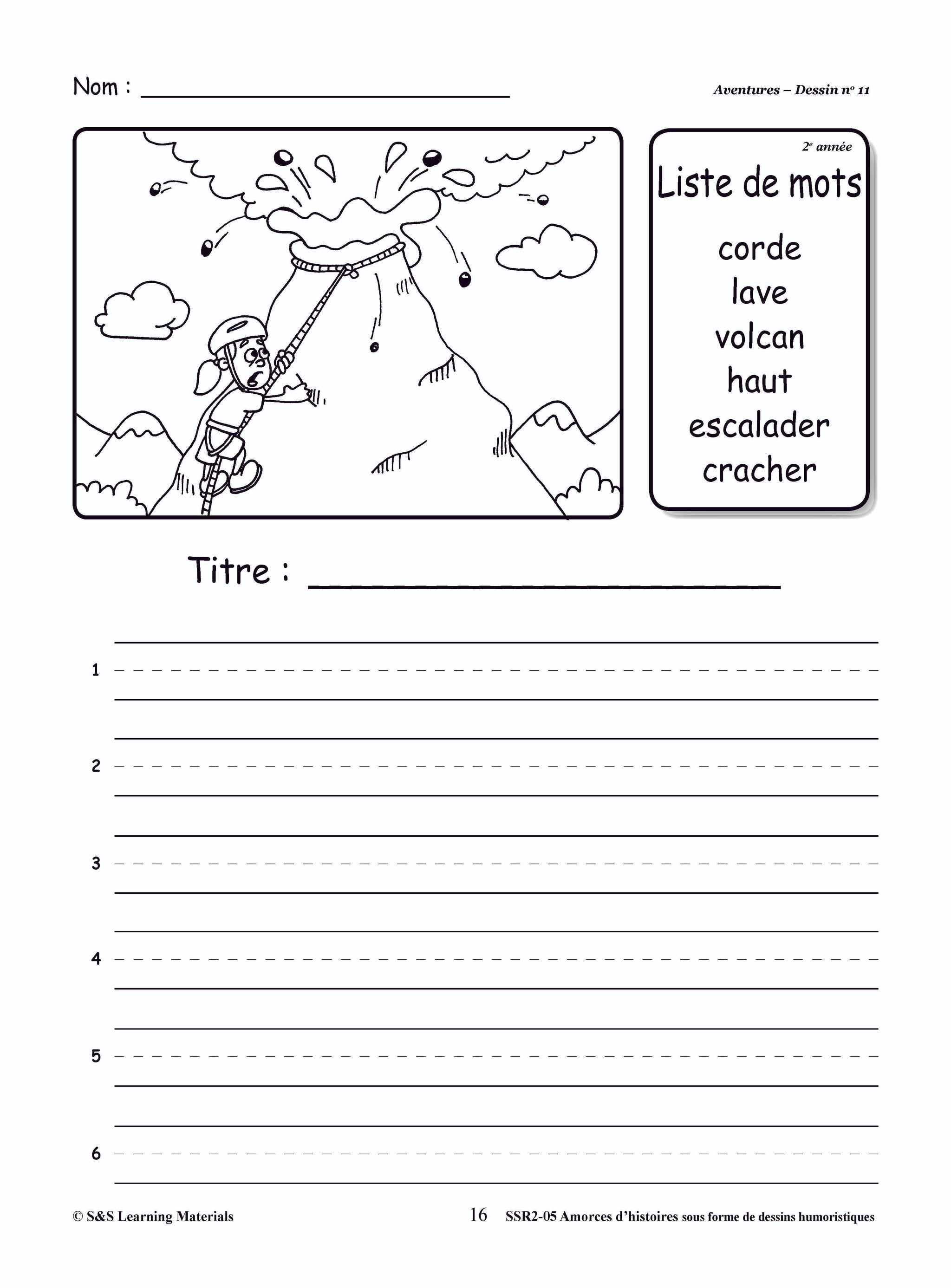 Amorces d'histoires dessins humoristiques 1e à 3e année