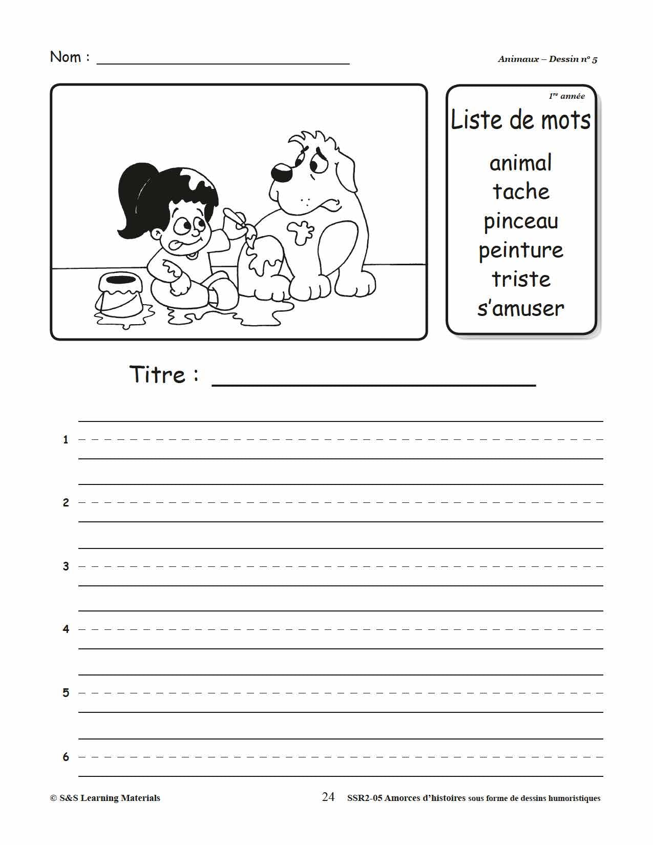 Amorces d'histoires dessins humoristiques 1e à 3e année