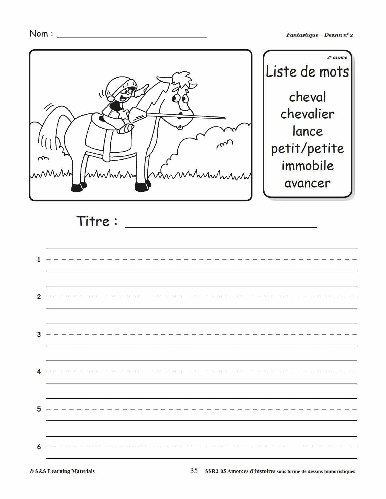 Amorces d'histoires dessins humoristiques 1e à 3e année