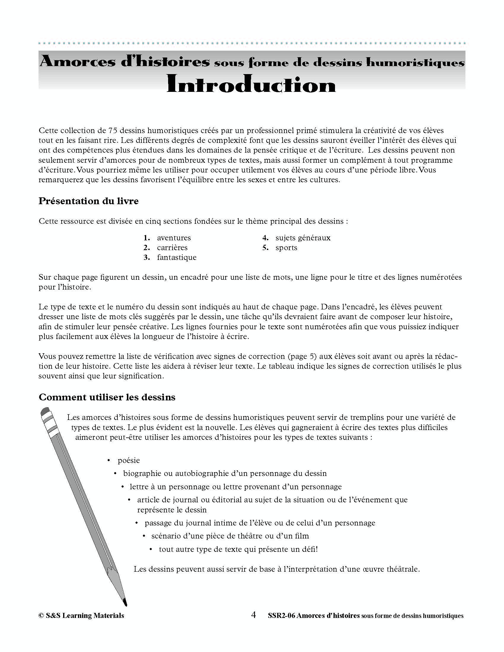 Amorces D'histoires Dessins Humoristiques 4e à 6e année