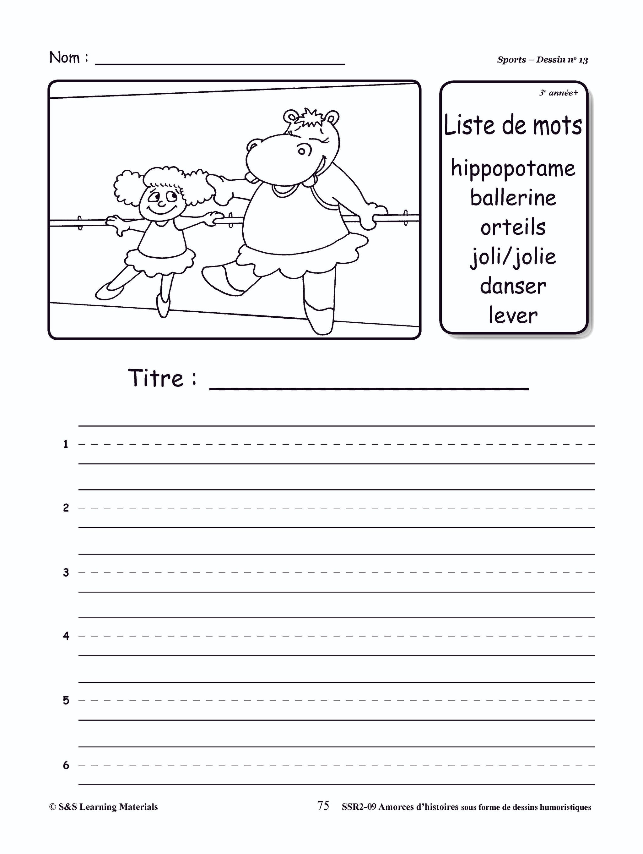 Amorces d'histoires Dessins Humoristiques 1e à 6e année