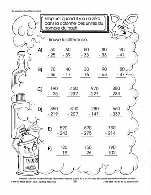 La soustraction/Subtraction: A French and English Workbook Grades 1-3/1e à 3e année