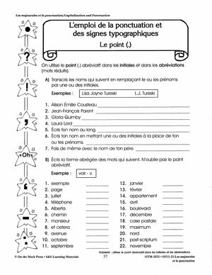 Les majuscules et la ponctuation: Capitalization & Punctuation: A French and English Workbook, 1e à 3e année