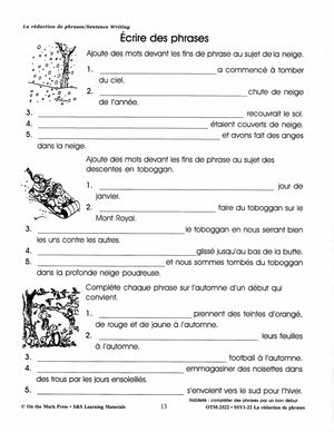 La rédaction de textes/Sentence Writing: A French and English Workbook Grades 1-3/1e à 3e année