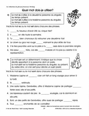 La rédaction de textes/Sentence Writing: A French and English Workbook Grades 1-3/1e à 3e année