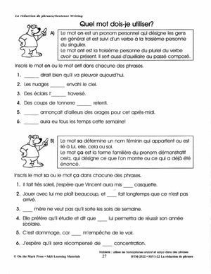 La rédaction de textes/Sentence Writing: A French and English Workbook Grades 1-3/1e à 3e année