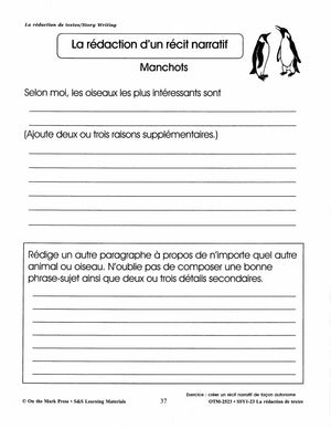 La rédaction de textes/Story Writing: A French and English Workbook 1e à 3e année