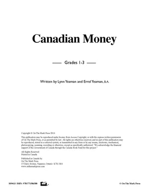 Canadian Money Workbook Grades 1-3