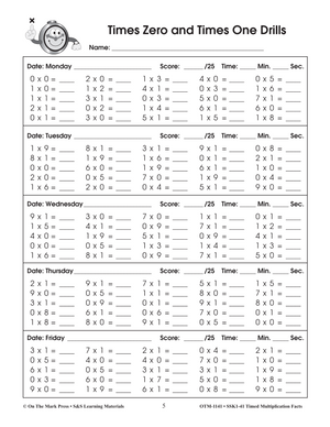 Timed Multiplication Drill Facts Grades 4-6