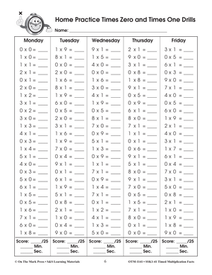 Timed Multiplication Drill Facts Grades 4-6