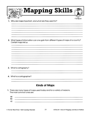 Mapping Skills: Activities & Outlines Grades 4-8