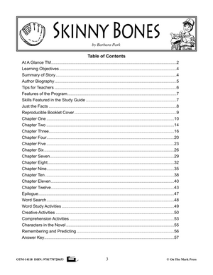 Skinnybones, by Barbara Park Lit Link Grades 4-6