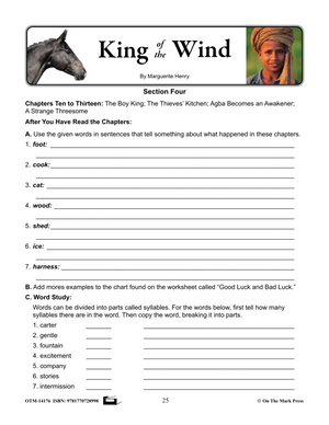 King of the Wind, by Marguerite Henry Lit Link/Novel Study Grades 4-6