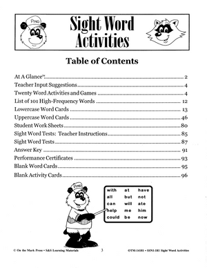 Sight Word Flash Cards & Activities Grade 1