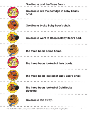 Goldilocks & The Three Bears & Color Sequencing Activity Gr 1-3