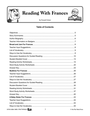 Reading with Frances, Russell Hoban Author Study Grades 1-3