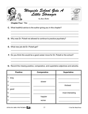 Wayside School Gets a Little Stranger, by Louis Sachar Lit Link/Novel Study Grades 4-6