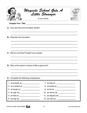 Wayside School Gets a Little Stranger, by Louis Sachar Lit Link/Novel Study Grades 4-6