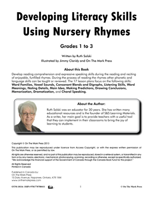 Developing Literacy Skills Using 17 Nursery Rhymes Grades 1-3 - Common Core