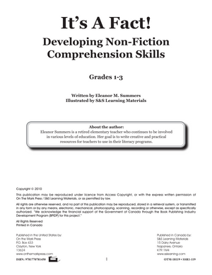 It's a Fact! Developing Non-Fiction Reading Skills Grades 1-3