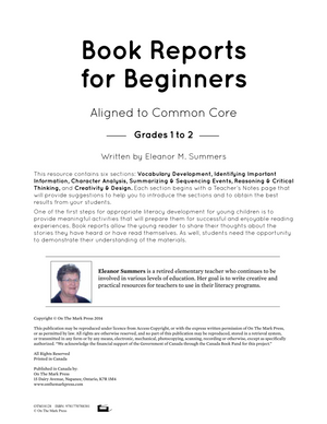 Book Reports for Beginners Grades 1-2 Aligned to Common Core