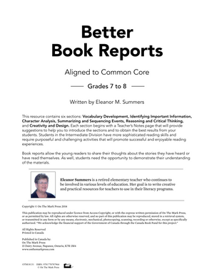 Book Reports Grades 7-8 Aligned to Common Core