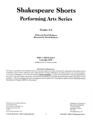 Shakespeare Shorts - Performing Arts Grades 4-6