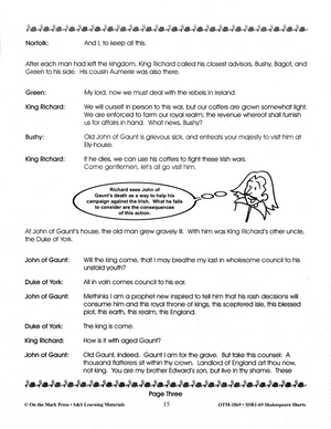 Shakespeare Shorts - Readers Theater Grades 4-6  (Scripts for Shakespeare Plays)