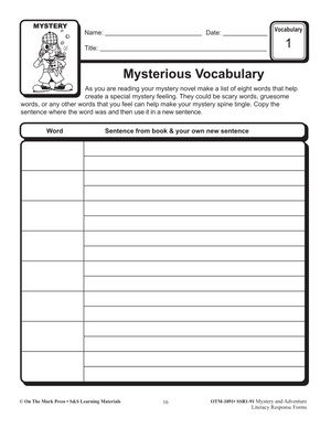 Mystery & Adventure Response Forms: Vocabulary Development  4-6