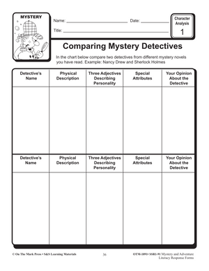 Mystery & Adventure: Character Analysis Response Forms Gr. 4-6