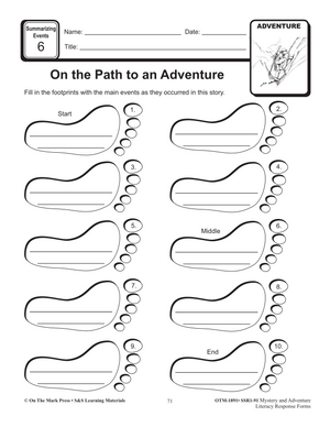 Mystery & Adventure Response Forms: Summarizing Events Worksheets Grades 4-6