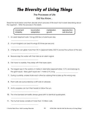 Staying Alive - The Process of Life Lesson Plan Characteristics of Living Things Grades 4-6