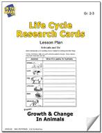 Life Cycle Research Cards Lesson Grades 2-3