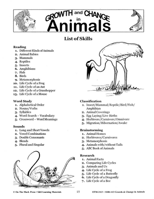 Growth & Change in Animals - Fun Activities Teach Animal LIfe Cycles Grades 2-3