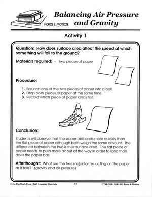 Gravity & Air Pressure Activities Grades 4-6