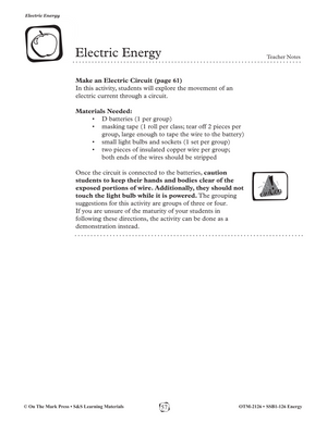 Electric Energy Gr. 1-3 (eLesson Plan)