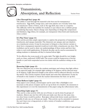 Transmission, Absorption and Reflection of Light Gr. 1-3 Lesson