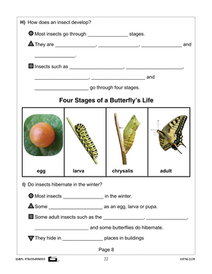 Reproducible Student Booklet on Insects Grades 2-3