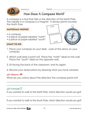 Magnetism Lesson & Six Worksheets Grade 2