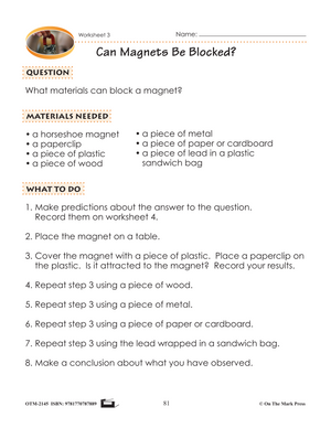 Magnetic Strength Lesson & Six Worksheets Grade 2