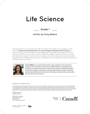 Life Science: Needs & Characteristics of Living Things; Exploring Senses Grade 1