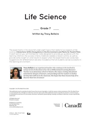 Life Science Grade 7: Interactions Within Ecosystems in the Environment; & Plants for Food & Fibre