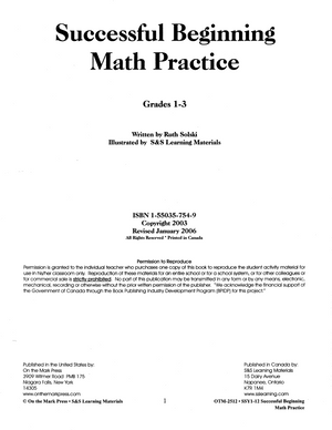 Successful Beginning Math Practice Big Book Gr. 1-3 - Build Their Skills Bundle!