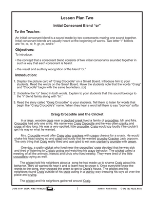 cr Initial Consonant Blend Lesson Plan Kindergarten - Grade 1