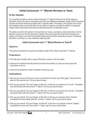 R Blend Reviews or Tests Kindergarten - Grade 1