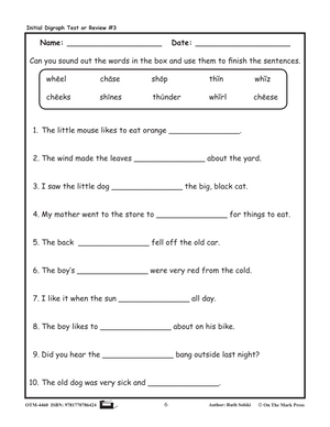 Digraph Reviews or Tests: Kindergarten - Grade 1