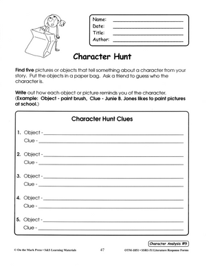 Character Analysis: Literature Response Activities Grades 1-3