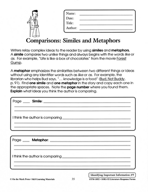 Identifying Important Information Literature Response Activities Grades 4-6