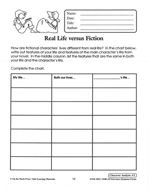 Character Analysis Literature Response Activities Grades 4-6