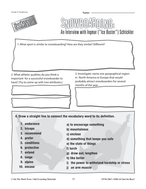 Reading Comprehension Activities For Boys: Non-Fiction Grade 6